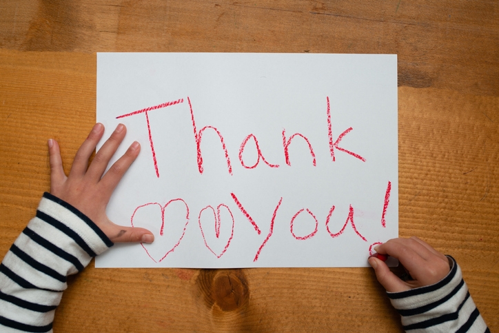 Gratitude crayon note