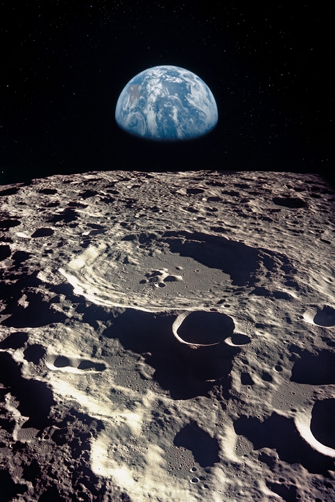 Moon and earth